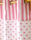 Homescapes Kindervorhang Mädchen Kinderzimmer Ösenvorhang Dekoschal Hearts 2er Set pink weiß 117 x 137 cm (Breite x Länge je Vorhang) 100% reine Baumwolle - 3