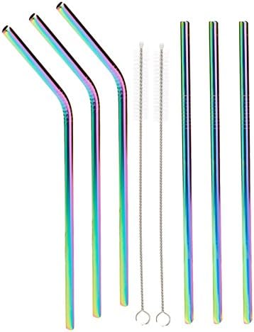 dhrbsx Stainless steel straws iridescence colors, Fits 20 Tumbler, Extra Long Reusable Ecofriendly (30oz, straight 3 bend 3)