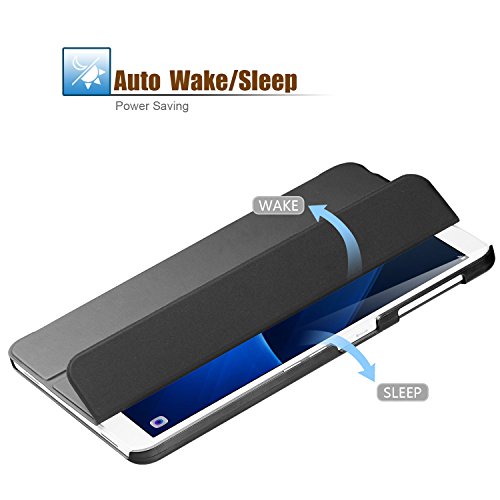 IVSO® Ultra Schlank Ständer Slim Leder zubehör Schutzhülle für Samsung Galaxy Tab A 10.1 Zoll Wi-Fi/ LTE (2016) SM-T580N/SM-T585N Tablet-PC perfekt geeignet, Schwarz - 3