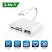 Price comparison product image Elecjoy 3 In 1 USB Camera Sd/Tf Card Reader Adapter, White