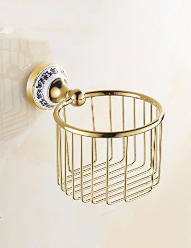 Corrosion resistant toilet paper holder European Paper Towel Basket Golden Toilet Basket Full Copper Gilt Tissue Box Bathroom Blue And White Porcelain Cartons for the bathroom or toilet ( Color : 2 )
