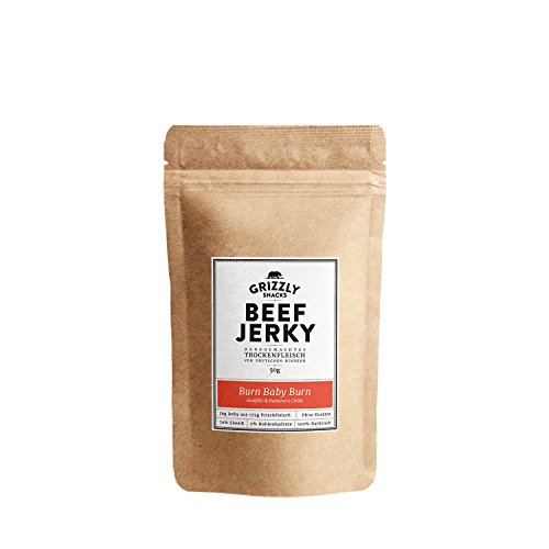 Beef Jerky • Aus Deutschland • Trockenfleisch vom Rind im Set • Burn Baby Burn • >70% Eiweiß (10 x 50g = 500 Gramm)