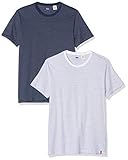 Levi's Slim 2pk Crewneck 1 T-Shirt, Multicolore (2 Pack White + Blue Y/D/Blue + White Y/D Staple Stripe 0005), Medium Homme