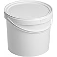 White Plastic Bucket Tub Storage Container with Lid and Handle (20L)