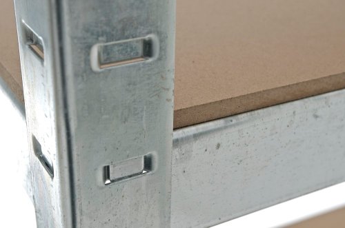 CLP Schwerlastregal BIG, Metall, verzinkt, Tragkraft 1325 kg, 180 x 90 x 45 cm, Lagerregal 5 Böden silber - 5