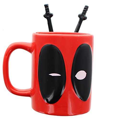Preisvergleich Produktbild Deadpool Coffee Mug with Sword Stirring Spoons