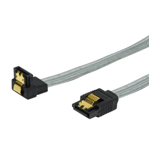 BIGtec 0,3m HDD S-ATA Kabel gewinkelt transparent 1,5GBs / 3GBs / 6GBs (S-ATA L-Type auf L-Type 90) 30cm SATA S-ATA Kabel , vergoldet , gerade / unten , SATA 6 Gb/s , serial ATA Kabel , Stecker mit vergoldeter Verriegelung für bessere Zugfestigkeit , Sata Kabel gewinkelt / gewinkeltes Kabel