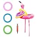 Produktbild ZERHOK Flamingo Aufblasbar Wurfspiel, Outdoor Spiele Kinder Ringwurfspiel Partyhüte mit 6Stk Werfen Ringe Spielzeug für Draußen Hawaii Luau Pool Party Kindergeburtstag Hochzei