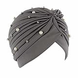 Fácil de lavar y secar Mengonee Pérdida de las mujeres artificiales de la perla de pelo del sombrero del turbante cáncer de cabeza Pañuelos quimioterapia Gorra