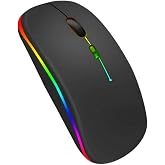 Polham Şarjlı RGB Işıklı &Ccedil;ift Modlu Kablosuz Mouse, Laptop, Tablet, Telefon, TV Uyumlu Mouse S&uuml;per Sessiz