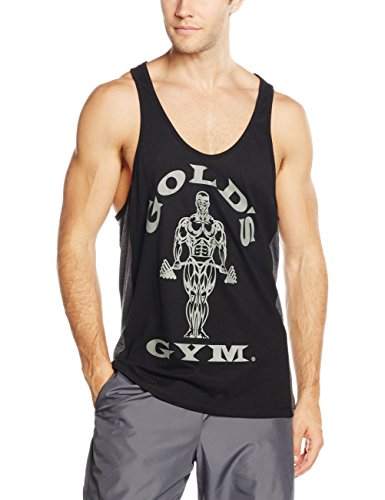 Gold's Gym Muscle Joe Tonal Panel Stringer Vest Maillot de Corps, Noir Black/Charcoal Marl, L Homme
