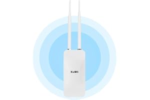 KuWFi AC1200 WLAN-åtkomstpunkt för utomhusbruk, repeater, router, väderbeständig trådlös WiFi-åtkomstpunkt, dubbelband 5 GHz 2,4 GHz WiFi förlängare förstärkare för trädgård/bondgård/campus/parker