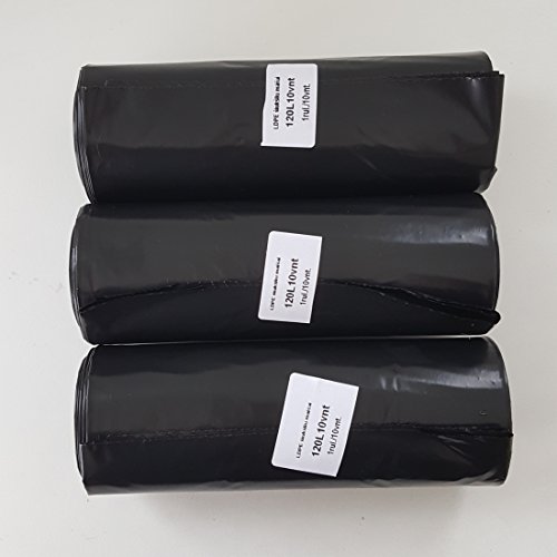 Bolsas de Basura 120L 160L 240L Resistente Bolsas de Basura Con Cordón Bin Liner Muy Resistente y Fuerte por Soncare (120L)