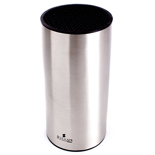 Schukaps - Bloque - Taco Cilindrico Universal de Acero Inoxidable para Guardar y Organizar Cualquier Tipo de Cuchillo de Cocina de una Manera Segura y Limpia - 23 x 11,2cm Home |