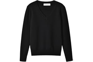 SMILING PINKER Boys Jumper Pullover V Neck School Uniform Kids Plain Sweater