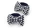 Girls Pair of Mini Ponios with Double Gingham Bow in Navy Blue
