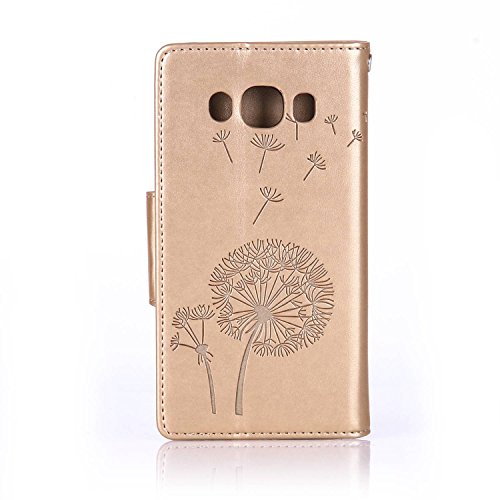 Voguecase   Para Samsung Galaxy J5 2016 funda  Diente de le  n-dorado  Cuero Carcasa Funda Funci  n de Soporte Cover Tapa Case Billetera con Tapa para Tarjetas  Gratis aguja de la pantalla stylus universales