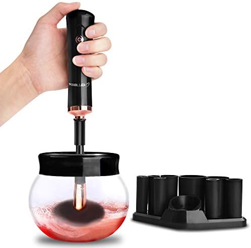 OTBBA Makeup Brushes Cleaner and Dryer, Electric Makeup Brush Cleaner Dry with 8 Sizes Rubber Collar for All Most Makeup Brushes, Black
