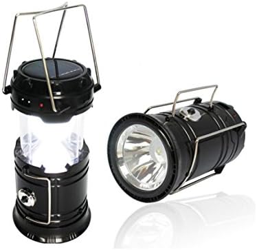 DINHAND Ultra Bright LED Rechargeable Lantern, Portable Solar Camping Lanterns Lights, Collapsible Camping Lantern, Super Bright, Lightweight, Multi Purpose Suitable for Hiking, Camping, Emergencies,Outages, Hurricanes (Black )
