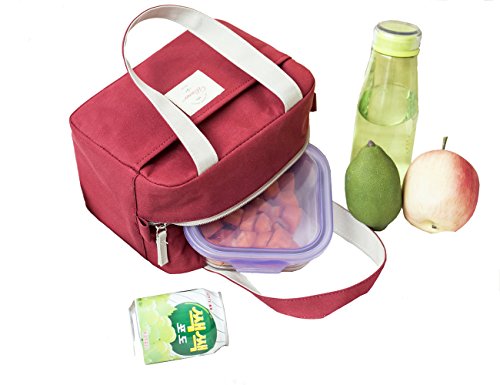 iSuperb Wasserdicht Kühltasche Mtagessen Tsche Isoliert Lunch Taschen Lunch Bag Cooler Bag für Arbeit und Schule 19.5x24x12.5cm (Rot) - 2