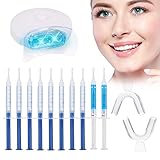 Teeth Whitening Kit, BESTOPE Teeth Whitening Gel Kit Set with Led Accelerator Light, 10 of 3 ml Gel Syringes, 2 of Tray and Case for Tooth Whitening, Reusable for Office Home Teens