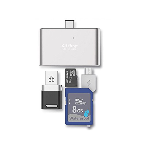 Typ C Kartenleser, Asltoy Typ C OTG HUB Adapter Kartenleser, Micro SD / TF Flash Speicherkartenleser, Lesen und Schreiben mit OTG Funktion für MacBook, Chromebook, Windows (B1 Silber) - 6