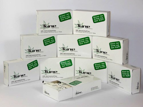 1000 TUNE Aktivkohlefilter 10 x 100er 9mm Eindrehfilter Filter Tips Filtertips Aktivkohle