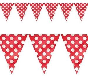 12FT RED POLKA DOT BUNTING FLAGS HOME DECORATION (1 bunting) 12FT RED POLKA DOT BUNTING FLAGS HOME DECORATION (1 bunting)