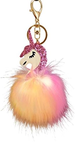 KEERADS Cute Fluffy Unicorn Pendant Key Chain Keyring Handbag Car Decoration Gift (B)
