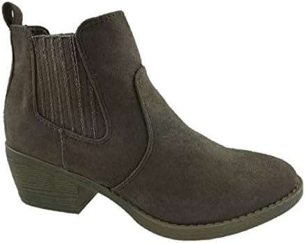 LADIES FASHION PULL ON SUEDE ANKLE CHELSEA BOOTS BROWN SIZE UK 4-9