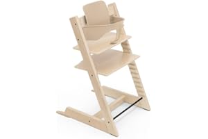 Seggiolone Tripp Trapp di Stokke, Natural - Include Sedia + Baby Set 2 per bambini tra 6-36 mesi - Regolabile, Ergonomico e Facile da pulire