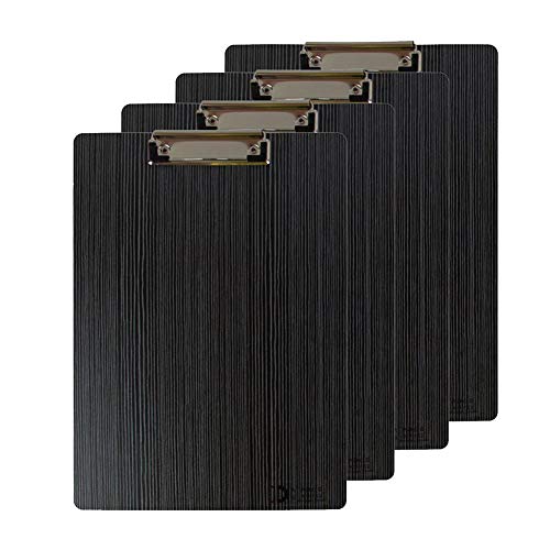 Officonset 4 Pcs/1 Set Legno Portablocco Clipboard A4 Menu Board con Angoli Arrotondati und Foro per Appendere(Schwarz)