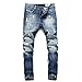 Produktbild Männer gerade Jeans Slim Fit Kaputte Hose Reißverschlussöffnung Tasche Große Größe Mittlere Taille Abgenutzt Gewaschen Herren Business Jeans,33