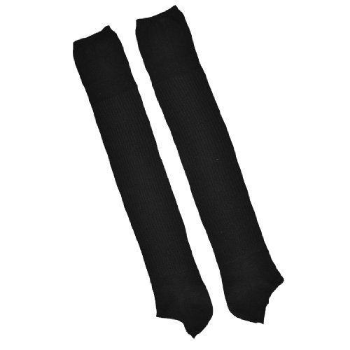 Miki&Co Black Elastic Fabric Acrylic Striped Pattern Knee High Leg Warmers