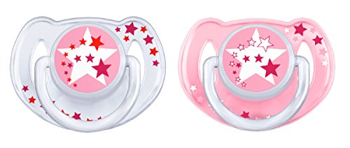 Philips AVENT SCF176/22 - Pacifier Night Glow in the Dark, Pack of 2, 6 to 18 months, Assorted: Random Models and Colours Spanish Version 6-18 meses pink