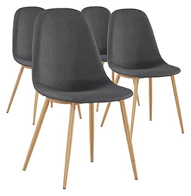 Menzzo Gao Lot de 4 Chaises Scandinaves, Tissu, Gris, 45 x 55 x 87 cm