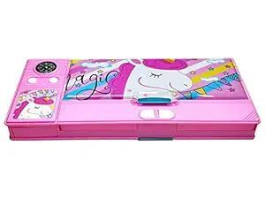 SHOPAHOLIC Multifunction Mini Jumbo Pencil Box with Compass for Girls & Boys Birthday Return Gifts (Unicorn (Pink))