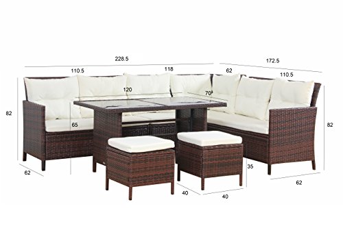 BOSTON Poly Rattan Gartenmöbel Braun Gartenset Lounge Sitzgruppe Gartengarnitur - 8