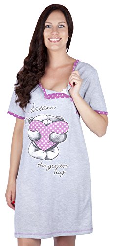Mija - 2 in1 Maternity & nursing / breastfeeding 100% cotton nightdress 2056 U (L / UK12, Pink)