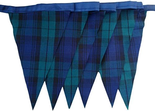 Navy and Green Blackwatch Tartan Cotton Single Sided Bunting Hogmanay Burns Night (3 Meters)