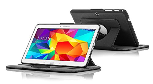 ForeFront Cases® Neue Leder Drehbar Hülle / Tasche / Case / Cover für Samsung Galaxy Tab 4 10.1 T530 – Rundum-Geräteschutz und intelligente Auto-Sleep-Wake-Funktion mit 3-JAHRES-GARANTIE VON FOREFRONT CASES – inkl. Eingabestift und Displayschutz - 5