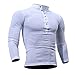 Produktbild Crazboy Men Spring Herbst Cotton T Shirt Men Solid Color Tshirt Long Sleeve Top(Large,Weiß)