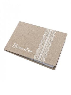 HAPPY AND LOC LIVRE D'OR EN LIN ET DENTELLE 24x16,5cm 32pages