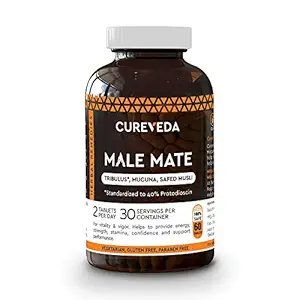 Cureveda Herbal Male Mate (Tribulus,Mucuna, Safed Musli) Mens Wellness supplement (60 tab)