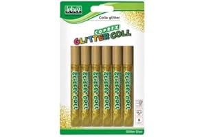 LEBEZ busta 6 tubi colla glitter oro 10,5ml lavabile non-tossica lebez