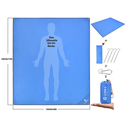 Hisea Outdoor Camping Picknick Decke -Wasserdichte Picknickdecke und Stranddecke mit Tasche Übergroß 71 x 59inch, weich und leicht für den Strand, zum Reisen, Wandern, Camping oder für Festivals - 3