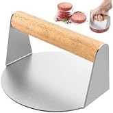 Devmeer Yuvarlak Smash Burger Presi,16 CM,3 MM 304 Paslanmaz &Ccedil;elik Burger Presi, Ahşap Saplı
