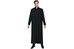 BPURB Priester Soutane Toga mit Tab Kragen für Herren Geistlicher Klerus Kanzel Gewand Pfarrer Prediger Kirche Robe