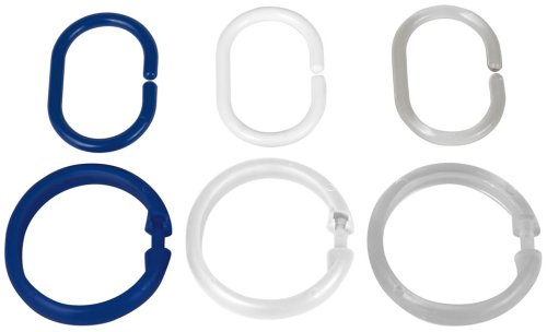 WENKO 19190100 Duschvorhangringe transparent – 12er Set, klein, Kunststoff, Transparent - 2