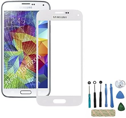 New Horrizon - Replacement Front Outer Glass Screen Lens For Samsung Galaxy S3 -S4 - S5 - Mini - NOTE 1 2 3 - Tools Included (Galaxy S5 Mini, White)